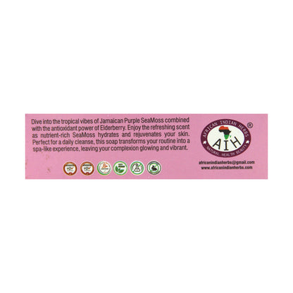 African Indian Herbs (AIH): Jamaican Purple Seamoss & Elderberry (Box Of 6) Handmade Soaps