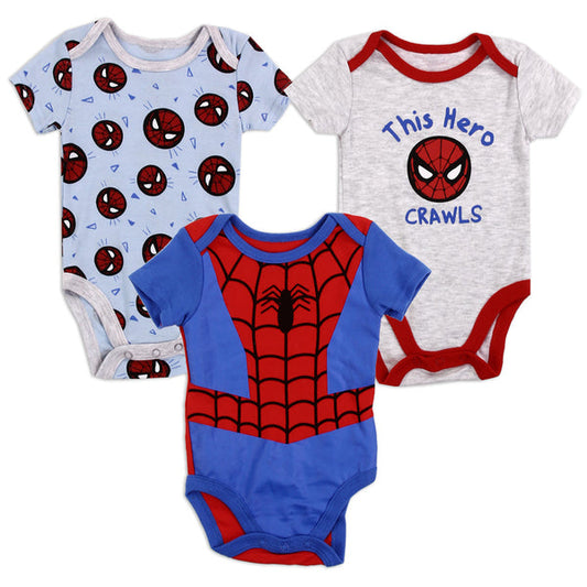 SPIDER-MAN Boys Newborn 3-Pack Creepers