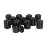 Set Of 12 Plastic Amber (4 oz) Jars & Lids