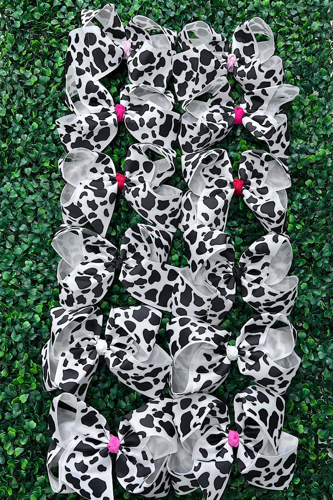 5.5INCH COW PRINTED HAIR BOWS  (1 BOW)