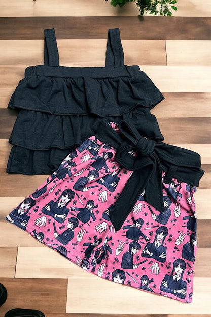 3 LAYER RUFFLE TOP W/ CHARACTER PRINTED SHORTS