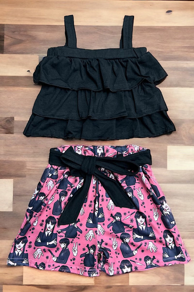 3 LAYER RUFFLE TOP W/ CHARACTER PRINTED SHORTS