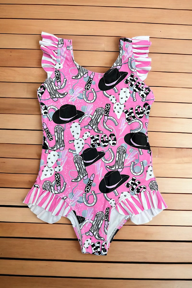 WESTERN PRINTED GIRLS SWIMSUIT