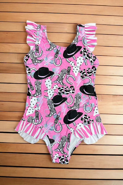 WESTERN PRINTED GIRLS SWIMSUIT