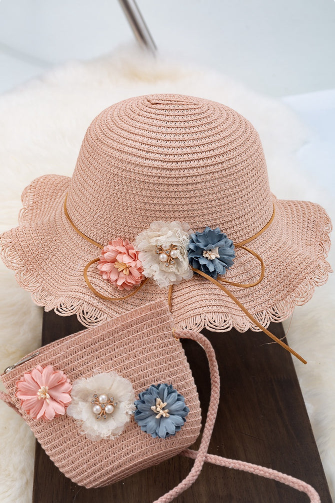 IVORY STRAW HAT & BAG SET