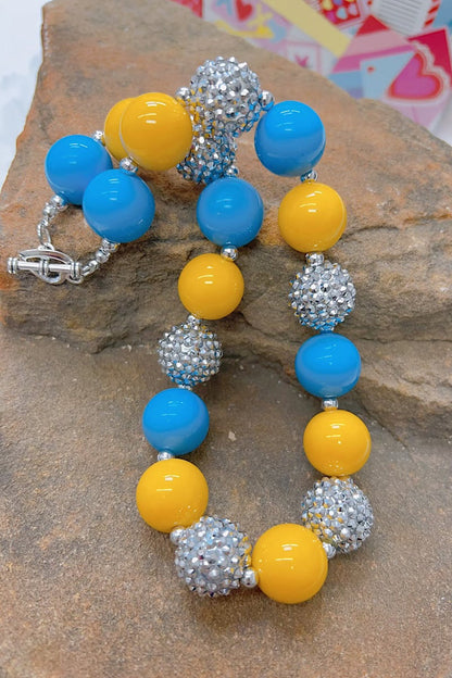 YELLOW & TURQUOISE BUBBLE NECKLACE. (3PCS