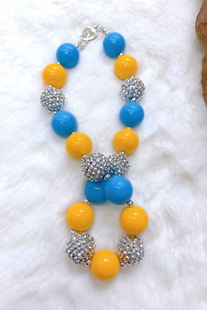 YELLOW & TURQUOISE BUBBLE NECKLACE. (3PCS