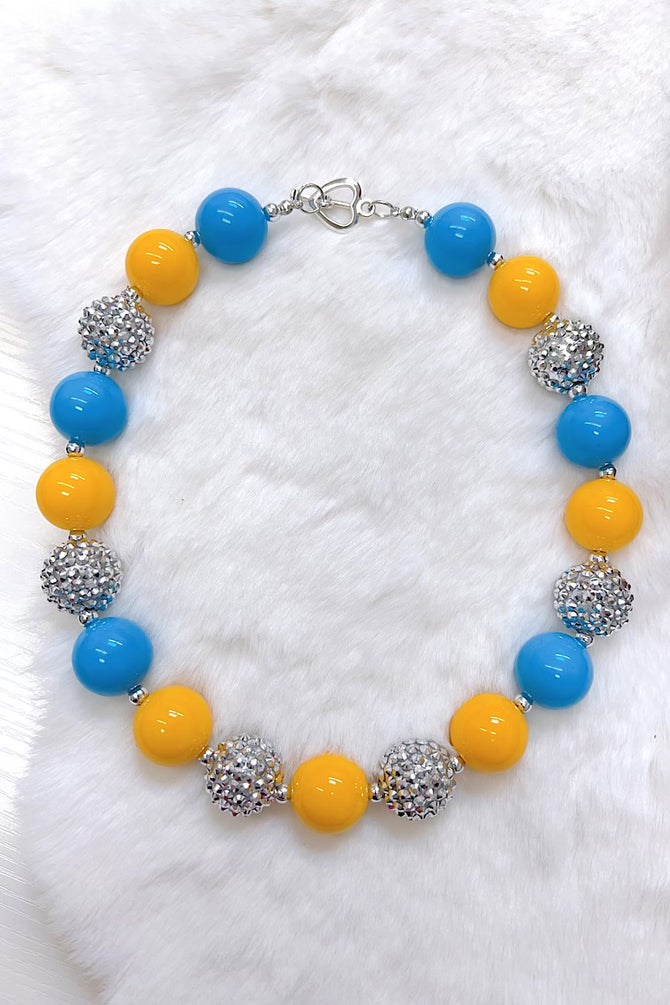 YELLOW & TURQUOISE BUBBLE NECKLACE. (3PCS