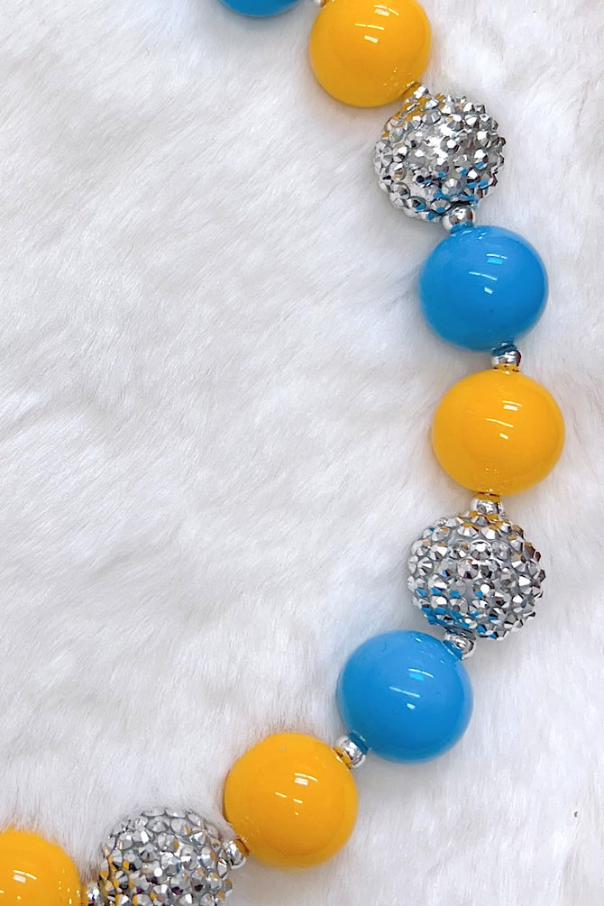 YELLOW & TURQUOISE BUBBLE NECKLACE. (3PCS