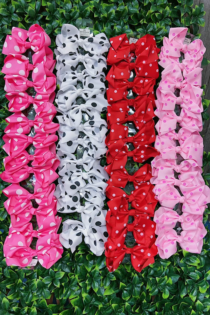 POLKA DOT 5.5-INCH HAIR BOWS. (12PCS)