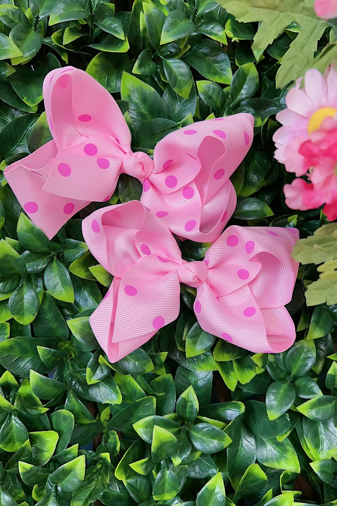 POLKA DOT 5.5-INCH HAIR BOWS. (12PCS)
