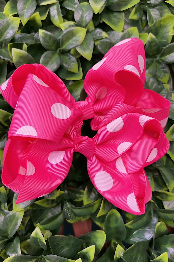 POLKA DOT 5.5-INCH HAIR BOWS. (12PCS)