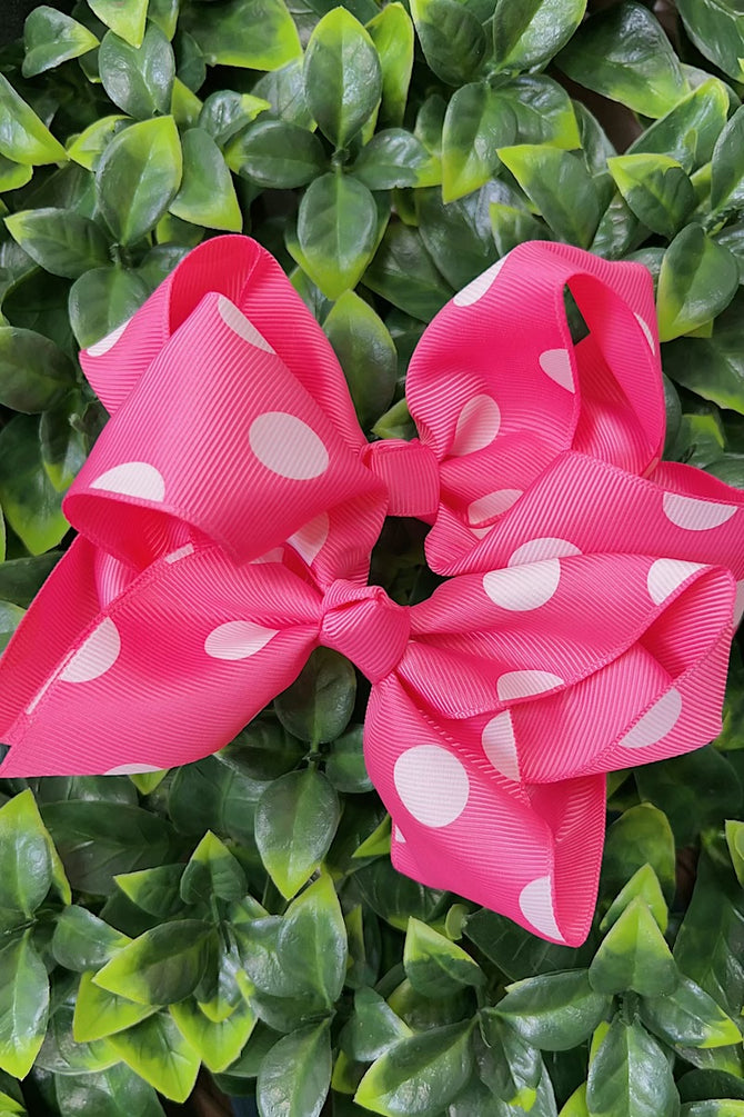 POLKA DOT 5.5-INCH HAIR BOWS. (12PCS)