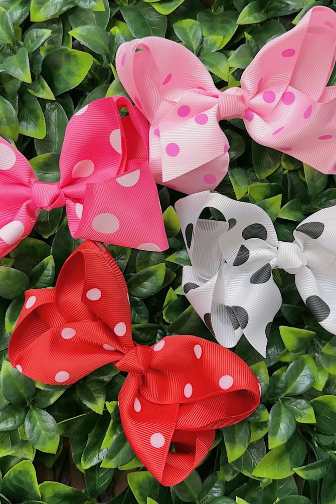 POLKA DOT 5.5-INCH HAIR BOWS. (12PCS)