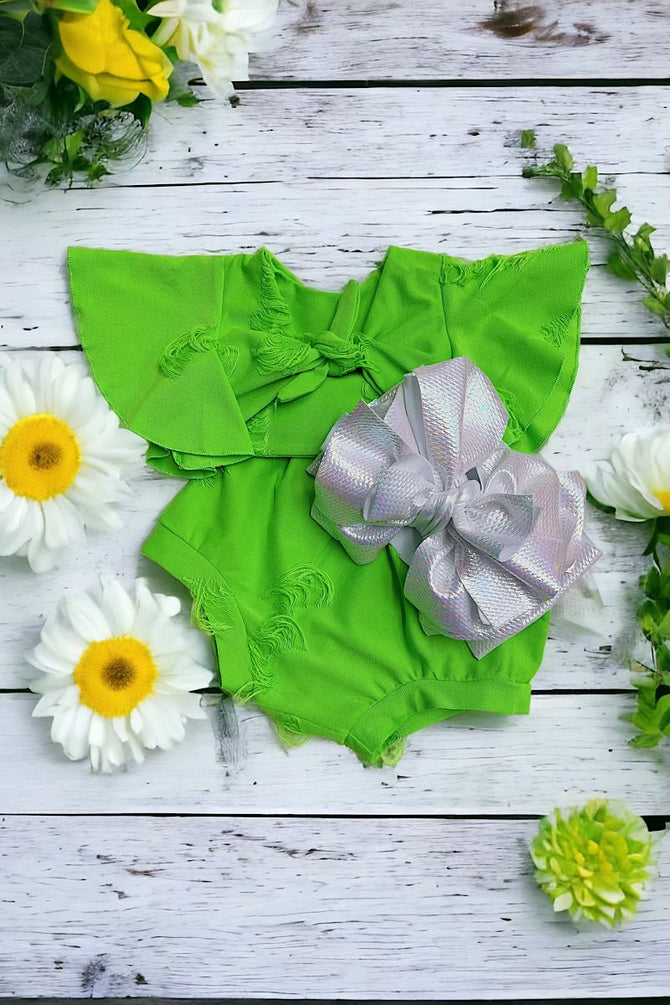 NEON GREEN WITH OPEN BACK CROP TOP SET