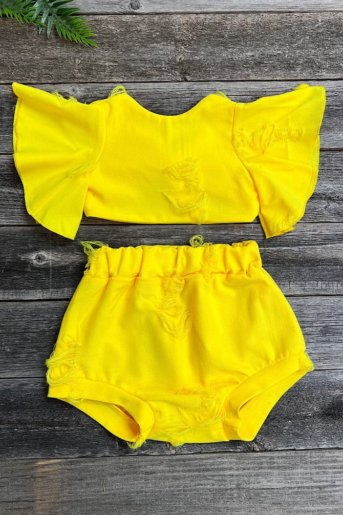 NEON GREEN WITH OPEN BACK CROP TOP SET