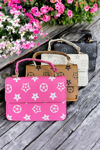 BLACK STAR PRINTED CROSSBODY WITH CHAIN