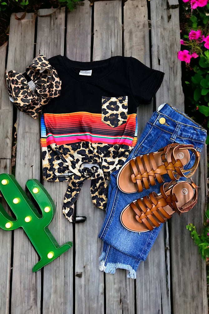 GIRLS SERAPE PRINTED KNOT TOP