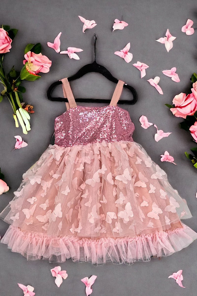 BABY CORAL BUTTERFLY TULLE DRESS