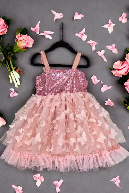 BABY CORAL BUTTERFLY TULLE DRESS