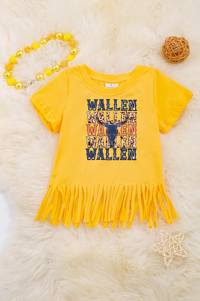 WALLEN" CREAM GRAPHIC TEE WITH FRINGE
