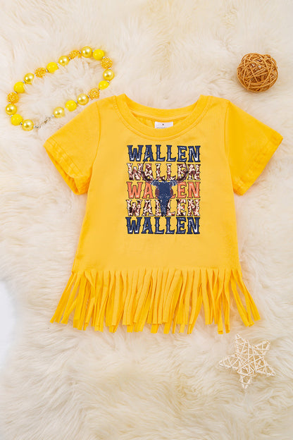 WALLEN" CREAM GRAPHIC TEE WITH FRINGE