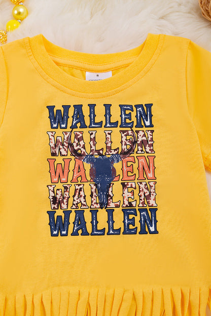 WALLEN" CREAM GRAPHIC TEE WITH FRINGE
