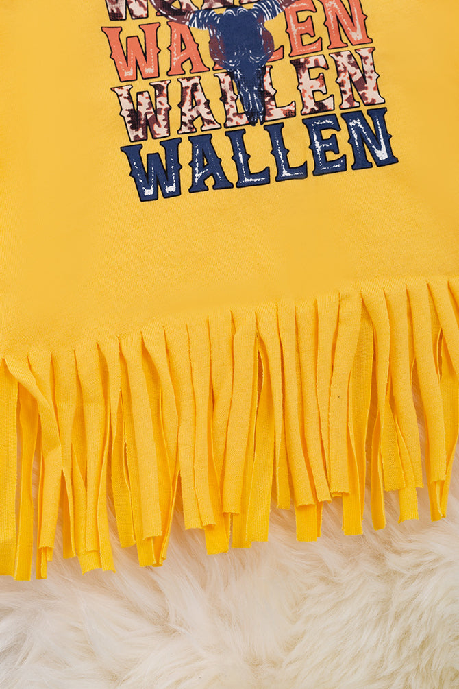 WALLEN" CREAM GRAPHIC TEE WITH FRINGE