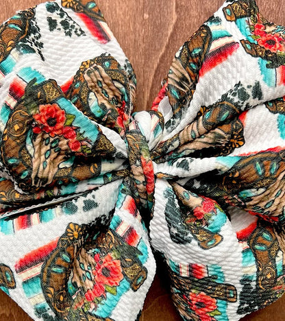 HORSESHOE & COW SKULL PRINTED HEADBANDS. 3PCS