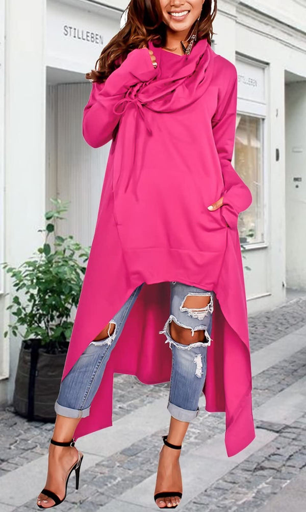 Asymmetric Long Sleeve Sweatshirts Tops