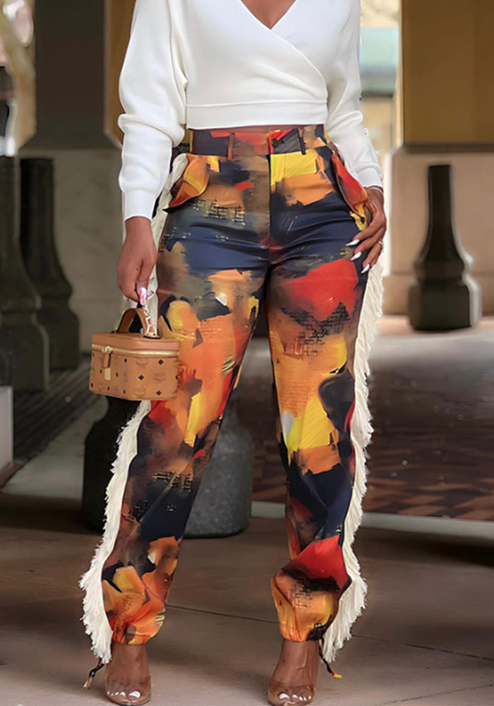 Printed Tassel Pants