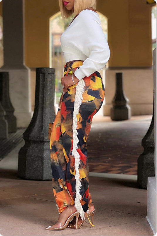 Printed Tassel Pants