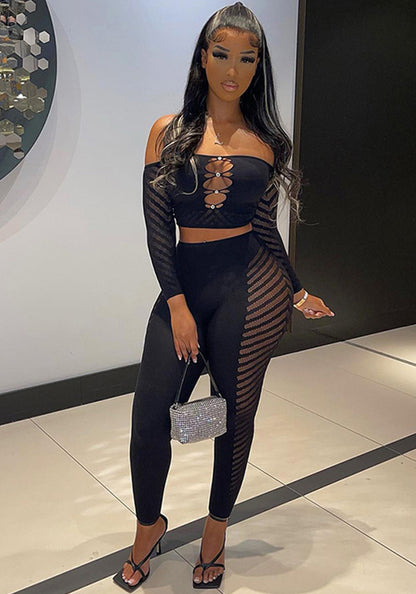 High-Waisted Tight-Fitting Pant Set