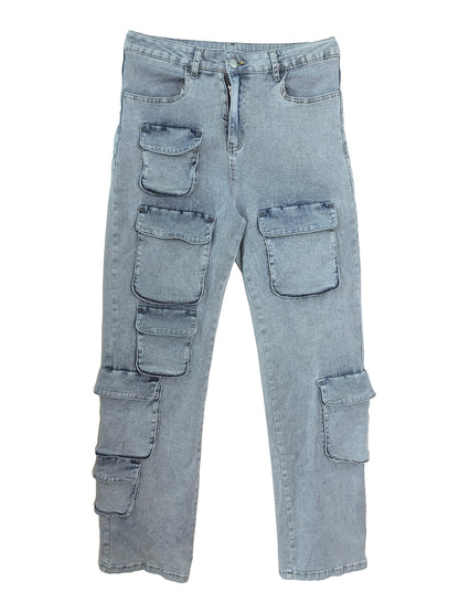 Women's Stretch Multi-Pocket Cargo Denim Pants