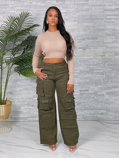 Multi Cargo Pocket Baggy Pants(PLUS)