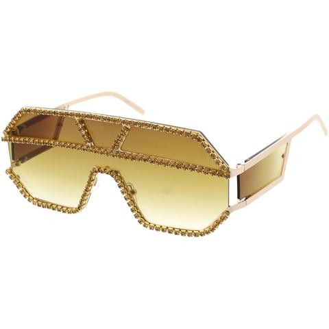 Geometric Shape Rhinestone Sunglasses
