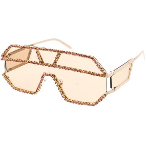 Geometric Shape Rhinestone Sunglasses