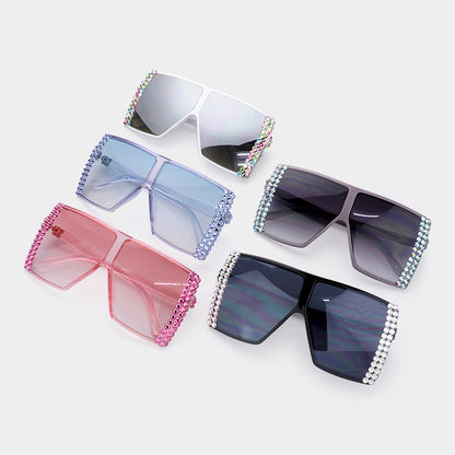 Bling Studded Square Visor Sunglasses