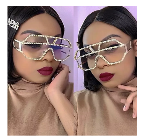 Geometric Shape Rhinestone Sunglasses