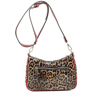 Leopard Chain Link Crossbody Satchel