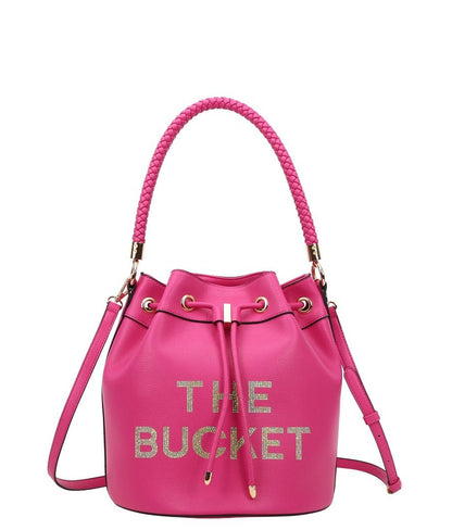 Rhinestoned "The Bucket" Draw String Hobo -Shoulder Bag