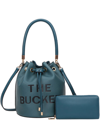 The Bucket Draw String Hobo -Shoulder Bag with Wallet