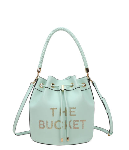 Rhinestoned "The Bucket" Draw String Hobo -Shoulder Bag