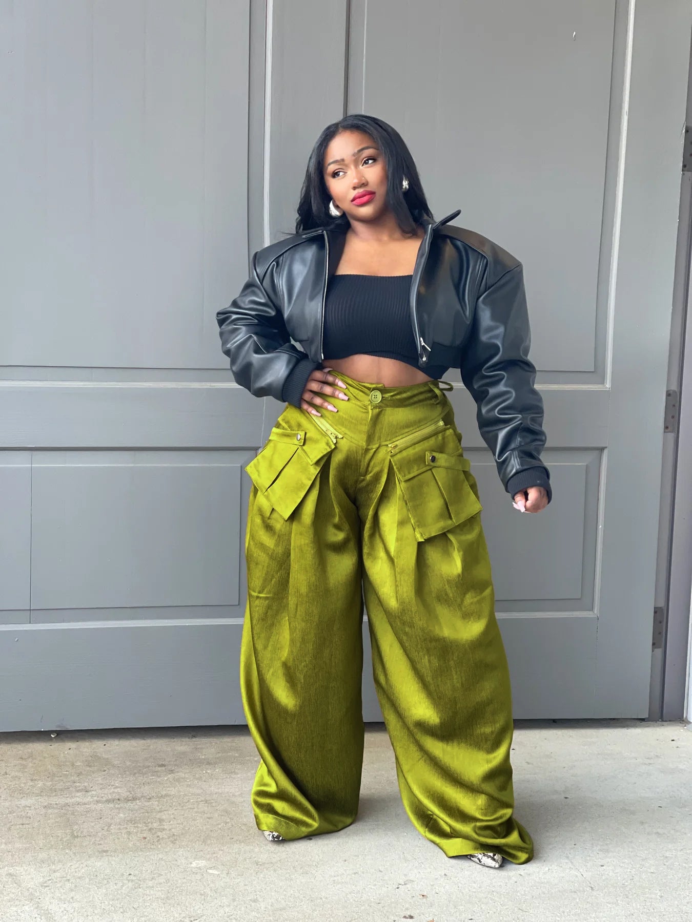 Casual Detachable Pocket Wide Leg Pants
