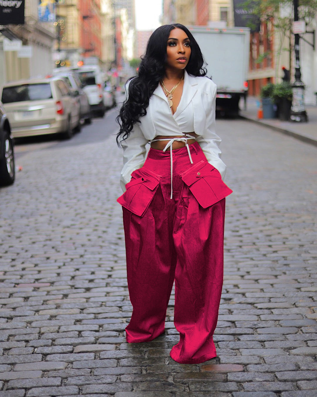 Casual Detachable Pocket Wide Leg Pants
