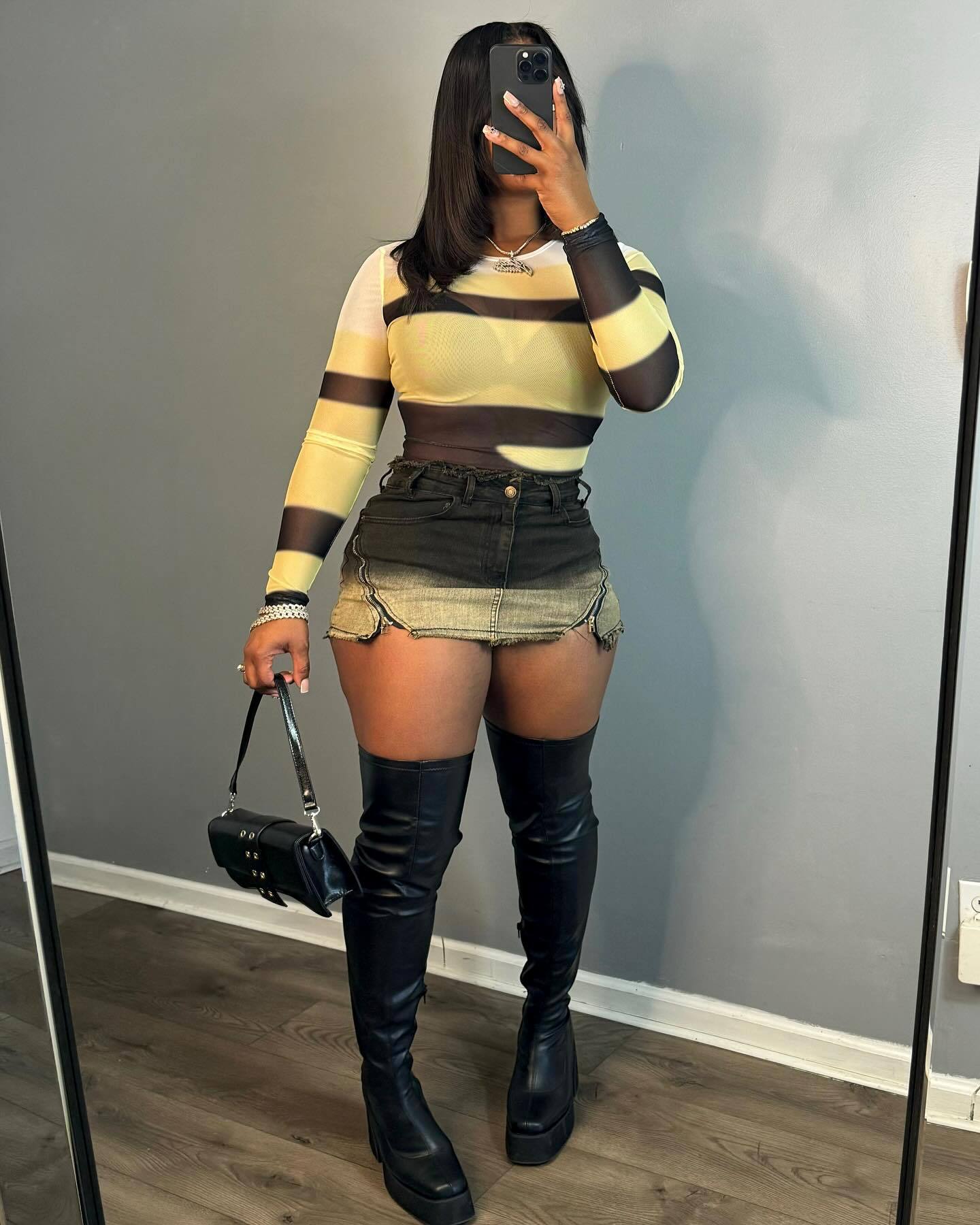 Sexy Zipper Denim Skirt