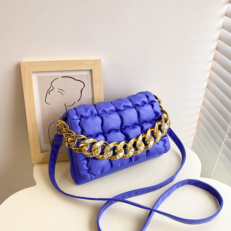 Pleated Checkered Crossbody Small Square Bag