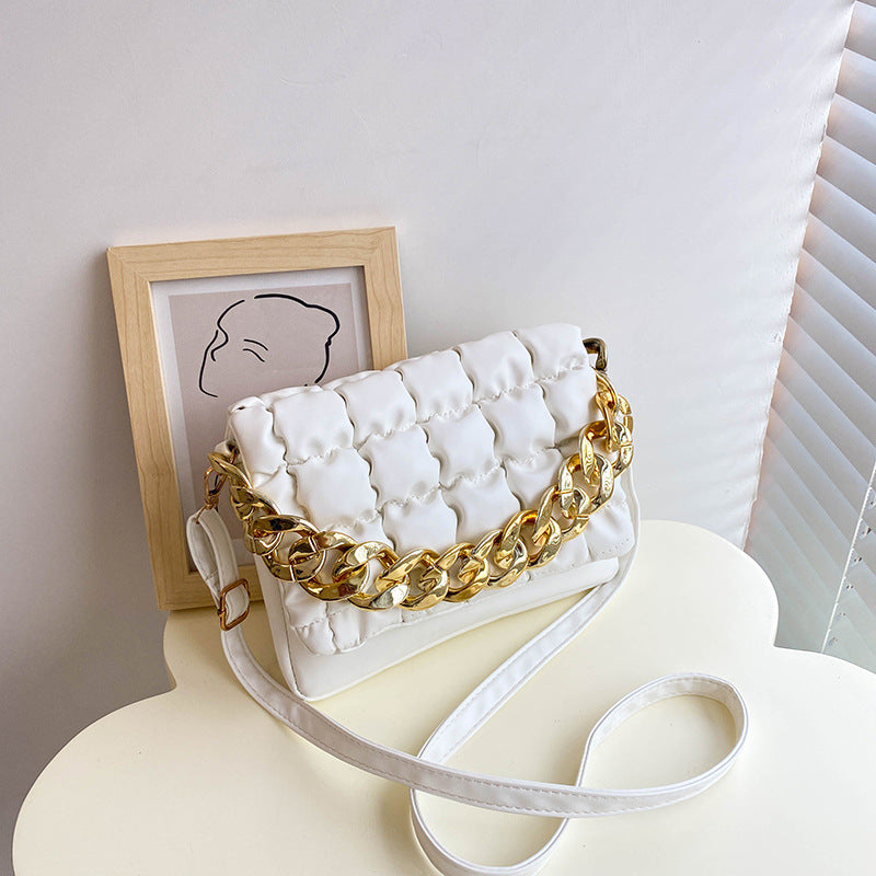 Pleated Checkered Crossbody Small Square Bag
