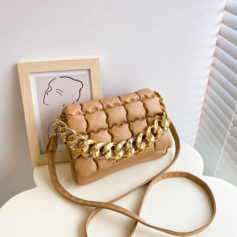 Pleated Checkered Crossbody Small Square Bag