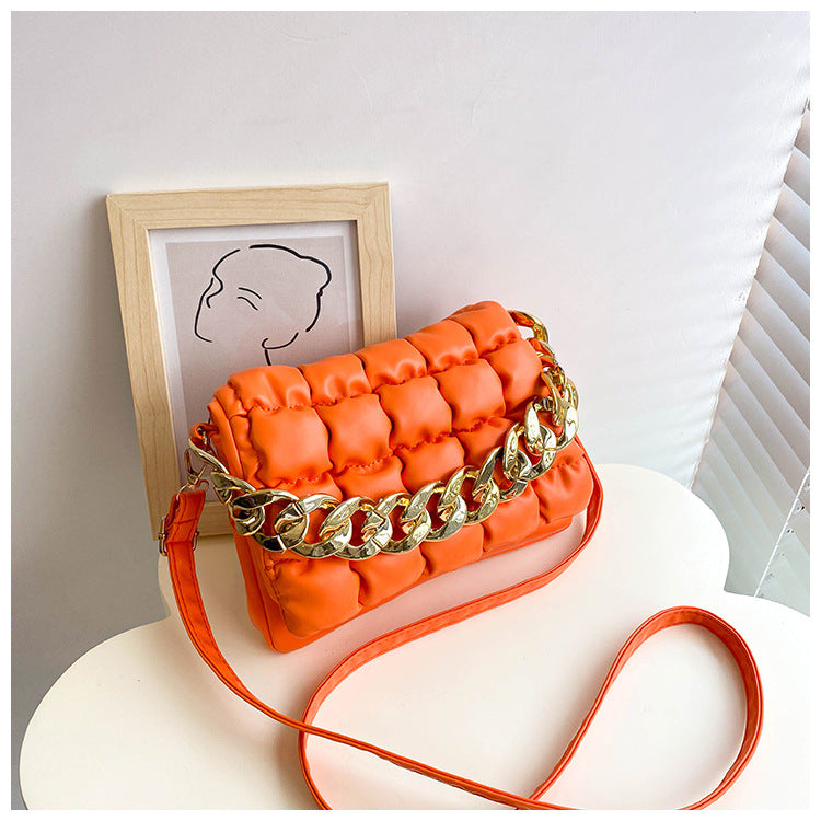 Pleated Checkered Crossbody Small Square Bag